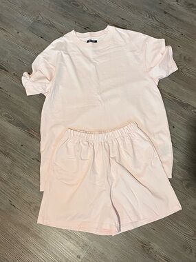 Brunette the Label pale pink coord short set